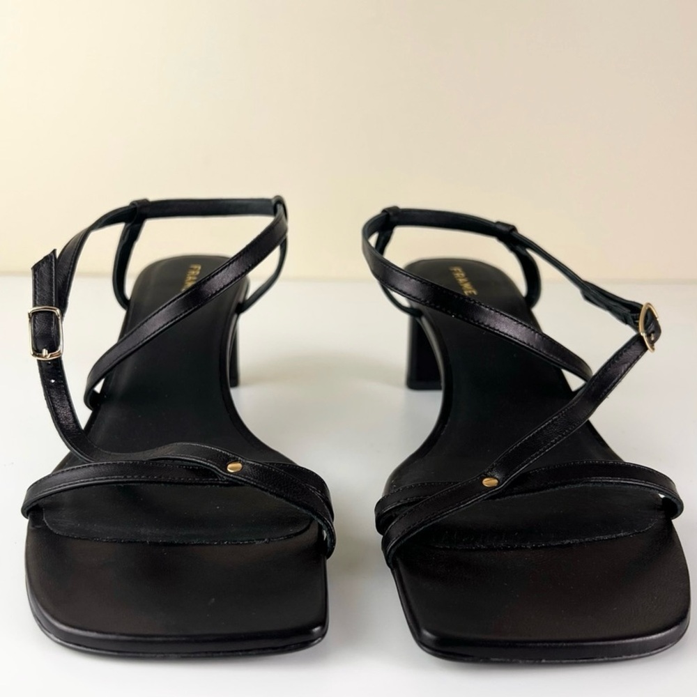 NEW FRAME BLACK LEATHER STRAPPY SANDALS - Picture 10 of 12
